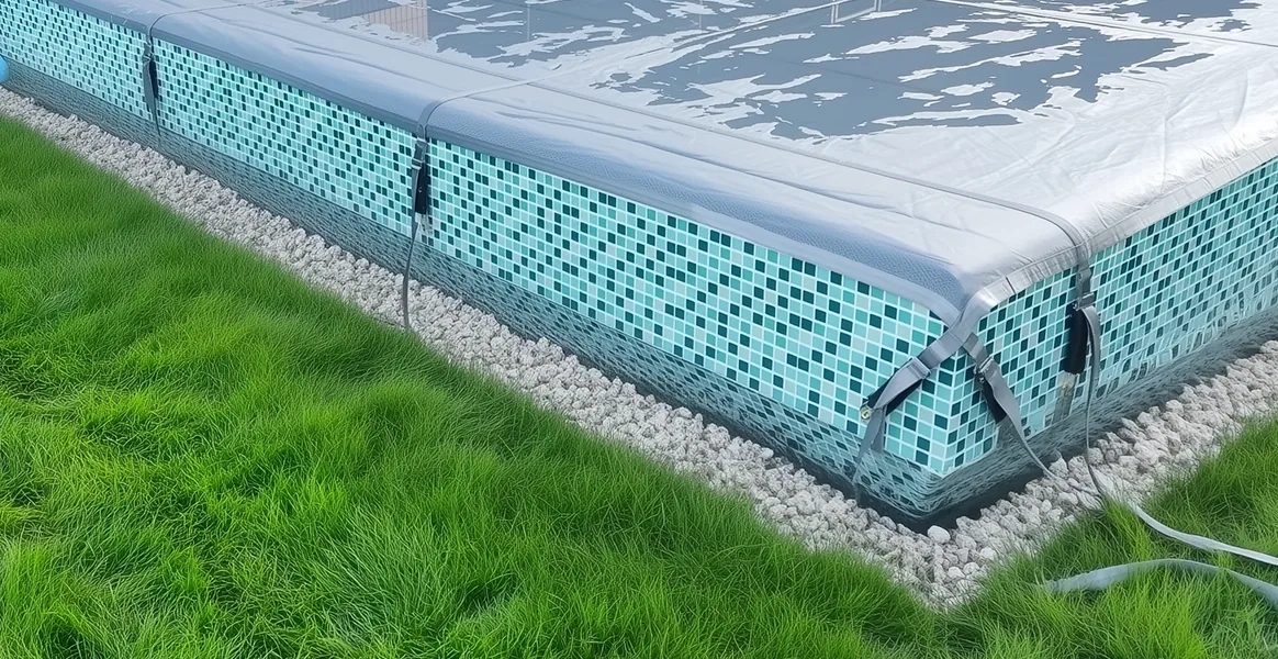 Покрывало для бассейна под снегом — защита зимой в Череповце